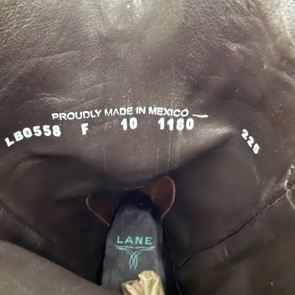 Lane EMMA JANE Womens Cowboy Boots 10 Brown Western Cowgirl Mid Calf Tall Boots - Picture 11 of 13